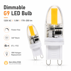 Ampoule LED G9 1,8W Epistar COB Silicone Dimmable 150-170LM AC120V/AC230V 2700K-6500K CE ETL RoHS 15000H Garantie 2 ans - Product Image 1