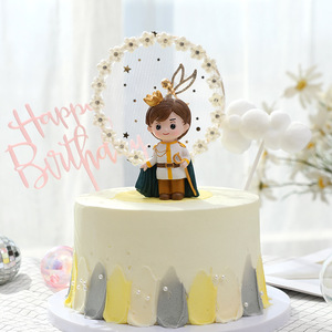 Decoración de pastel de princesa y Príncipe, adorno bonito de dibujos animados para boda, fiesta de cumpleaños, adorno artesanal de resina, adornos para pasteles - Product Image 4