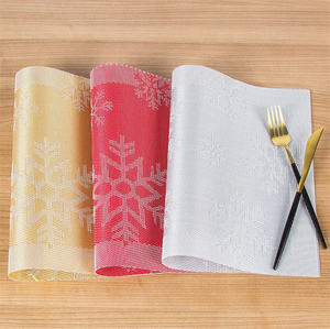 Tapis de Table de luxe en PVC tissé antidérapant, or, argent, rouge, tasse à café, napperon de noël en forme de cerf et de flocon de neige, nouveau - Product Image 6