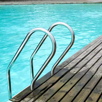 Échelle de piscine pré-assemblée HUAXI en acier inoxydable 304/316, robuste, résistante à la corrosion, marches antidérapantes, main courante de sécurité, argent