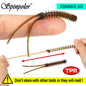 Spinpoler TPR leurres de pêche appâts souples Mini ver Ajing 55mm Isca artificiel flottant <span class=keywords><strong>Drop</strong></span> <span class=keywords><strong>Shot</strong></span> poisson de roche pêche sur glace lumineuse - Product Image 2