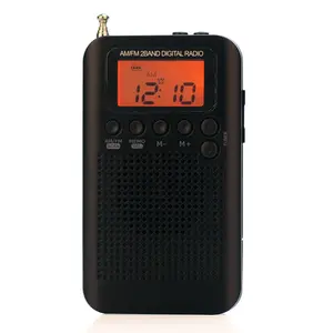 Tùy Chỉnh Giá Rẻ Mini AM FM Pocket Kỹ Thuật Số Đài Phát Thanh Với Dây Buộc Tai Nghe Và Miếng Bọt Biển Earcaps Đài Phát Thanh Kỹ Thuật Số