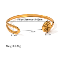 Nouvelle bobine de moustique en acier inoxydable plaqué or 18 carats en acier inoxydable anneau uni Bracelet ouvert pour les femmes