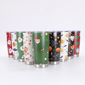Tasse à bière sous vide de Noël en acier inoxydable de 20oz motif de personnalité imprimé en 3D transfrontalier avec couvercle bouteille d'eau - Product Image 1