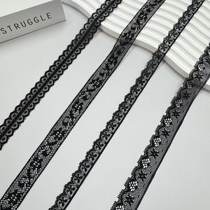 Erkoumi <span class=keywords><strong>2025</strong></span> kain renda brokat <span class=keywords><strong>Jacquard</strong></span> Afrika campuran katun nilon 5 yard bahan pakaian grosir renda hitam Prancis - Product Image 1