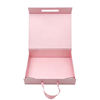 Caja de Regalo Plegable Magnética Rosa Personalizada con Forro de Esponja, Ecológica, con Asa de Cinta, Impresión a Color para Ropa, Embalaje Rígido Plegable