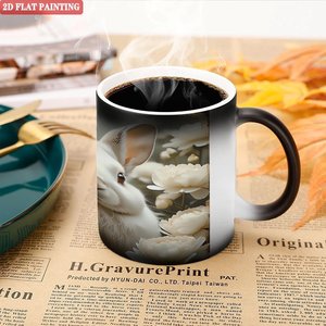 Mug à boire en céramique 11oz Noir givré Tasse changeante de couleur sensible à la chaleur Utilisation en pique-nique en plein air - Product Image 5