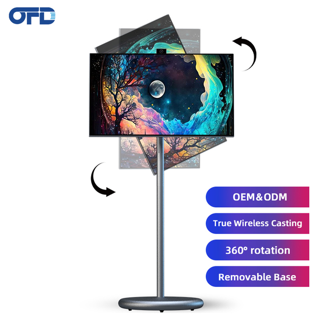 Verified Suppliers 27 Inch Battery Power Home Tv Touch Screen Televisores Inteligentes With Camera Gray Smart Tv on Wheels