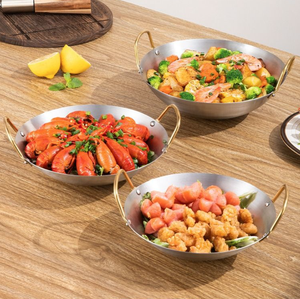 Commercial Restaurant Stainless Steel Non-Stick Wok <strong>Small</strong> Double Ear Dry Pot with Tripod Hot <strong>Frying</strong> <strong>Pan</strong> for Alcohol Stove - Product Image 2