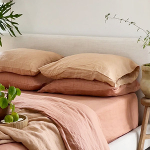Custom French Pure Linen Yarn-dyed Stripe <strong>Ruffled</strong> Linen Bedding <strong>Set</strong> - Product Image 2