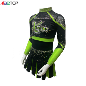 ホットカスタムセクシーなクロップトップス、女の子用ABクリスタルラインストーン付きプラスサイズ黒スカート、大人用タイツ、キラキラ輝く長袖マジョレットセット - Product Image 4