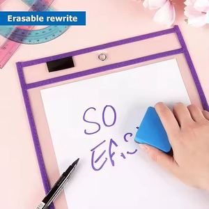 Fundas de PVC Transparente Reutilizables para Lápices de Borrado en Seco, Hojas Negras para Uso en el Aula, Material Escolar para Niños, Suministros de Oficina - Product Image 4