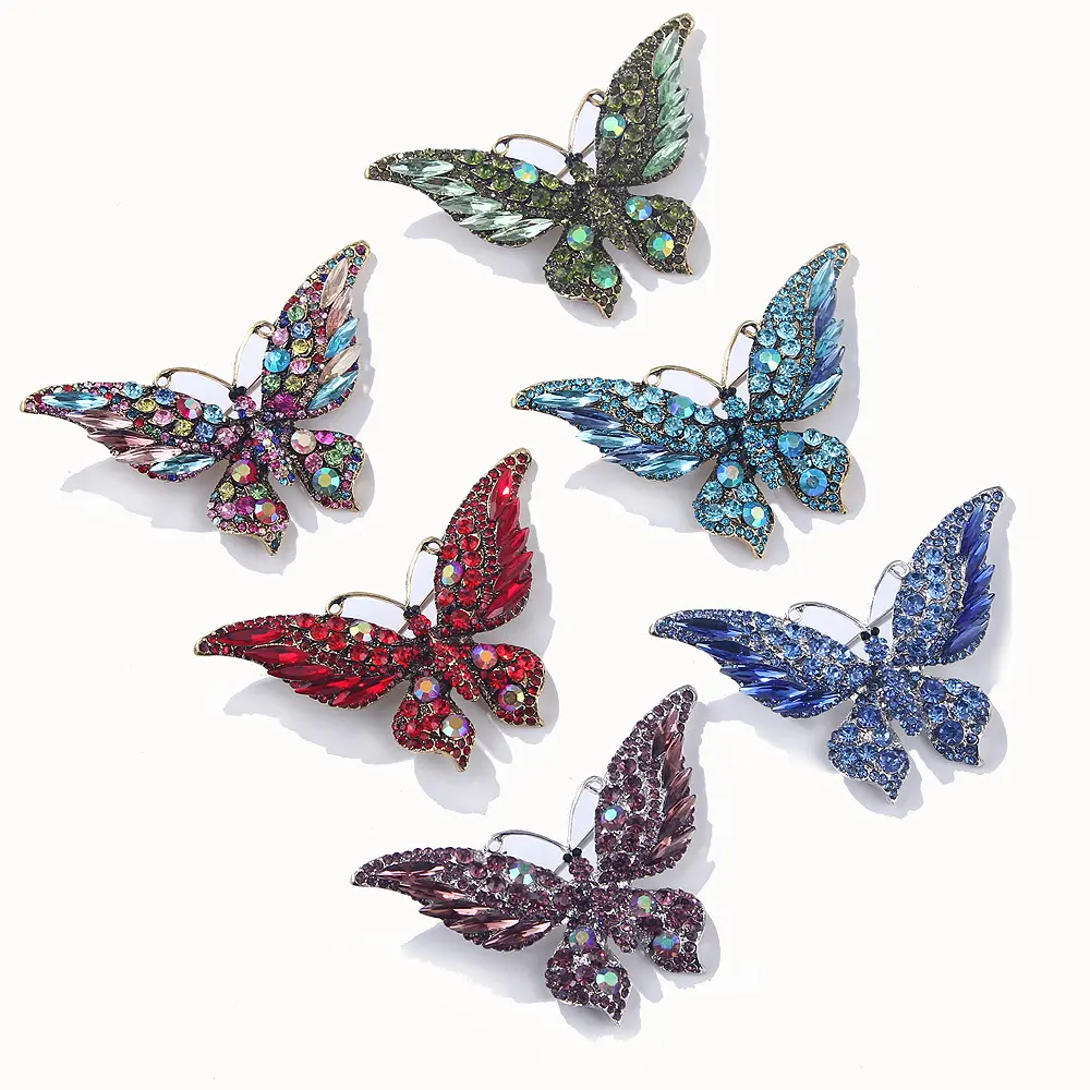Jachon Vintage New Crystal Large Butterfly Brooch Fashion Animal Insect Designer Brooches