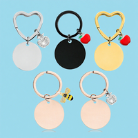 Porte-clés pendentif disque en acier inoxydable Ywyougang, breloque 3D double face vintage pomme/abeille/cœur, personnalisable, étanche