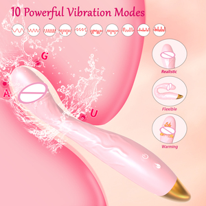 Vibratore clitorideo massaggiatore Dildo punto G per donna, stimolatore clitoride vibrante ricaricabile con funzione di riscaldamento 10 potente - Product Image 5