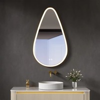 Espejo de Baño Moderno de Lujo con Marco de Aluminio Irregular, Retroiluminación LED Inteligente Ajustable, IP65, Táctil, Antivaho, de Pared