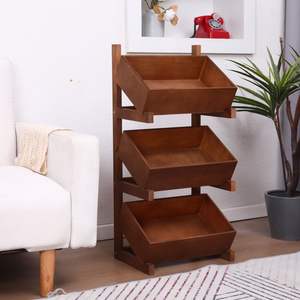 Estante de Almacenamiento de Madera Maciza de Tres Niveles Wan Yusen, 22x35 cm, Diseño Moderno y Simple para Sala de Estar, Dormitorio, Cocina, Almacenamiento de Vegetales - Product Image 1