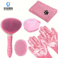 Kit de toilettage et de nettoyage pour animaux de compagnie 5-en-1 : Gants de lavage pour chien, brosse de bain en silicone et plastique, brosse à shampoing pour chien – Produit de nettoyage premium pour animaux de compagnie