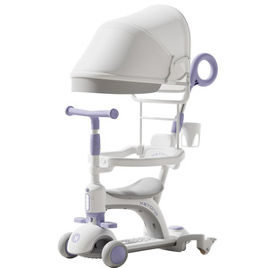 Trottinette tricycle pour enfants XBTONG avec siège et capote, pour les âges de 1 à 8 ans, hauteur réglable, design moderne - Product Image 2