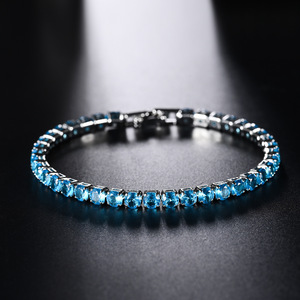 Direct Factory Sale TikTok Hot Selling Classic Style Women's Diamond <strong>Tennis</strong> <strong>Bracelet</strong> with <strong>Sapphire</strong> Zircon Stone Fashion Jewelry - Product Image 1
