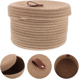Modern <b>Storage</b> <b>Basket</b> Cotton Rope Braided Lid Seagrass PC Material for Coffee Table Desktop Sundries Cosmetic <b>Storage</b> - Product Image 5