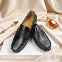 Mocassins de luxe à plateforme Horsebit pour hommes en cuir véritable, chaussures décontractées élégantes de style italien, à enfiler, pour soirée et occasions habillées