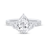Bague de fiançailles et de mariage en or massif 10K 14K 18K avec diamant de laboratoire taille poire 1 carat, trois pierres, certifié IGI CVD/HPHT, personnalisable