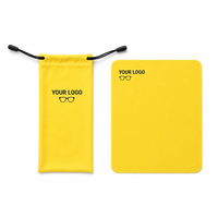 Pochette à cordon en microfibre pour lunettes avec kit de chiffon de nettoyage assorti pour l'entretien quotidien, logo personnalisé, vente en gros de pochettes