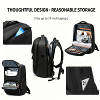 Sac à dos pour ordinateur portable imperméable Oxford 17 pouces, grande capacité, sac de voyage d'affaires avec port de charge USB pour hommes et femmes, logo personnalisé