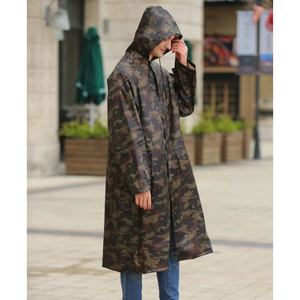 Chubasquero largo <span class=keywords><strong>de</strong></span> camuflaje para adultos <span class=keywords><strong>de</strong></span> alta resistencia OEM, chubasquero <span class=keywords><strong>de</strong></span> poliéster grueso, chubasquero impermeable duradero para hombres - Product Image 3