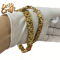 Chaîne à maillons plats Hip Hop en acier inoxydable 306L plaqué or 18 carats brillant, chaîne à maillons en U, style unisexe, vente en gros