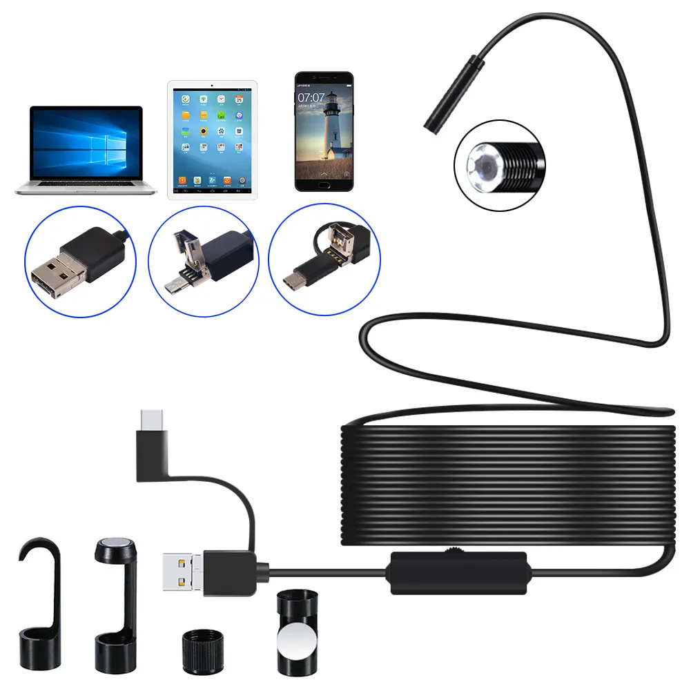 Прямая поставка, эндоскоп, Бороскоп, Инспекционная камера 3 в 1, USB/Micro USB/Type-C, промышленная камера-эндоскоп для Android