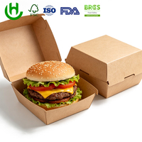 Boîte à hamburger en kraft personnalisée avec logo Hongchang, emballage alimentaire écologique pour restaurant et traiteur