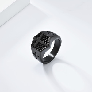 Personalized retro distressed style <b>titanium</b> steel cross <b>ring</b> for men, simple and trendy everyday wear jewelry. - Product Image 4
