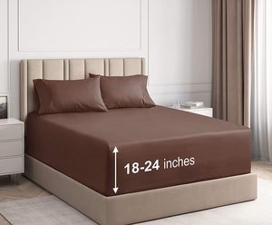 Ensemble de draps super doux 100% polyester, 1800 fils, draps égyptiens de luxe, adaptés aux matelas de 18 à 24 pouces - Product Image 5