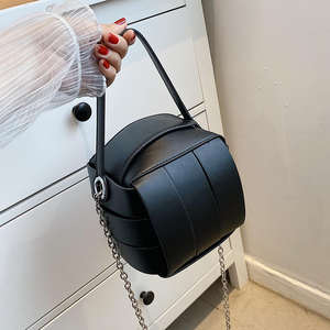 Sac à main mini en cuir PU rond de couleur unie tendance 2026, sac à bandoulière pour femmes - Product Image 2