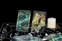 Kualitas tinggi grosir kustom cetak emas tepi emas kertas hitam Oracle Tarot dek kartu afirmasi dengan instruksi buku