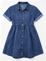 Robe Courte en Jean Délavé Vintage à Manches Courtes pour Femme, Coupe Ample et Décontractée, Style Babydoll, Mini Robe à Volants, Tendance Été