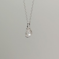 Collar con Colgante de Zafiro Blanco en Forma de Pera, Diseño Minimalista, Plata 925, Joyería Fina para Mujer