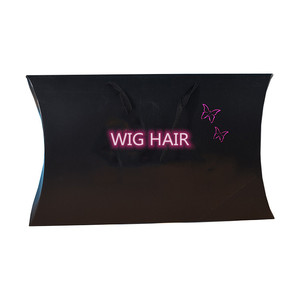 Luxury Custom Paper Cardboard Makeups Black Packaging Hair Extension Pillow Box