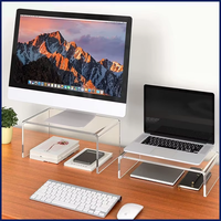 Support d'ordinateur transparent en acrylique sur pied, support de bureau en forme de U, étagère multifonctionnelle pour ordinateur portable, taille personnalisée