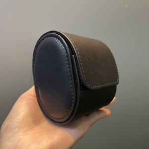Factory Wholesale Custom Luxury <b>Black</b> Single Slot Leather Watch <b>Boxes</b> & Cases With Logo, Portable Travel Roll Watch Box For Man - Product Image 5