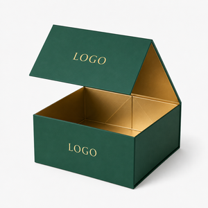 Boîte cadeau magnétique pliable personnalisée, boîte cadeau rigide noire avec intérieur doré, logo estampé à chaud, forme rectangulaire, emballage haut de gamme - Product Image 5
