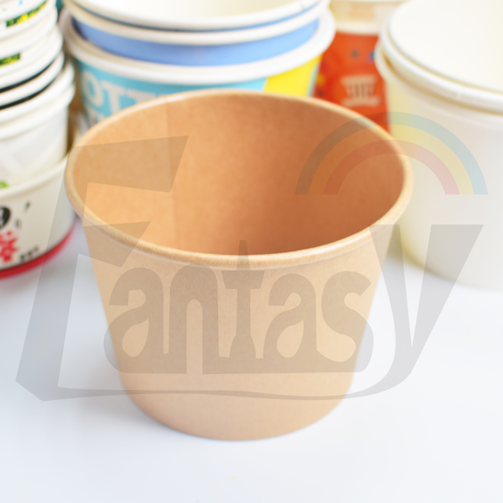 Eco Food Packaging Disposable Biodegradable Take Away 16oz Soup Cup Hot Soup Container Kraft Paper Soup Bowl with Lid