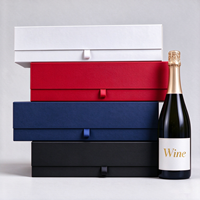 Boîte à vin avec fermeture magnétique et couvercle pour une bouteille en boîte rigide avec papier spécial