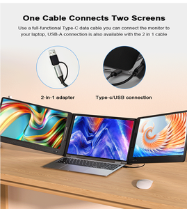 Ordinateur portable <span class=keywords><strong>avec</strong></span> écran portable, extension d'écran <span class=keywords><strong>double</strong></span> moniteur - 14 pouces IPS 1080p, écran supplémentaire compatible <span class=keywords><strong>avec</strong></span> Windows et <span class=keywords><strong>Mac</strong></span> - Product Image 5