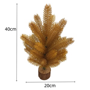 شجرة عيد الميلاد الاصطناعية من خشب الأرز بطول 40 سم مع إبر صنوبر ذهبية وقاعدة بلاستيكية |   سطح طاولة ثلجي خفيف الوزن وصديق للبيئة - Product Image 6