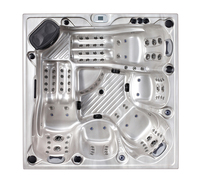 Bak Mandi Air Panas Whirlpool Sunrans Modern Square 3 Kursi & 2 Kursi Santai dengan 111 Jet Kontrol Balboa untuk Luar Ruangan