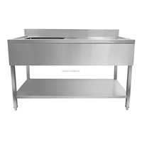 Table de préparation de cuisine en acier inoxydable avec étagère de protection arrière