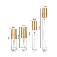 Mini Botella de Muestra de Perfume de 2ml 3ml 5ml 10ml con Tapa de Rosca, Botella de Prueba con Atomizador, Cilindro Elegante Transparente Ámbar